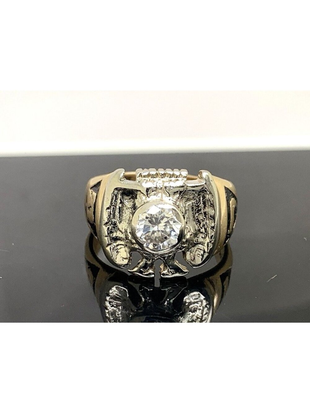 Masonic Ring 13kt Yellow Gold Diamond 0.65ct Statement Cocktail Unisex Size 8